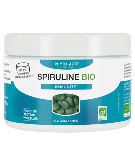 Phyto-Actif - Spiruline bio 100% naturelle Immunité Fatigue - 500 comprimés