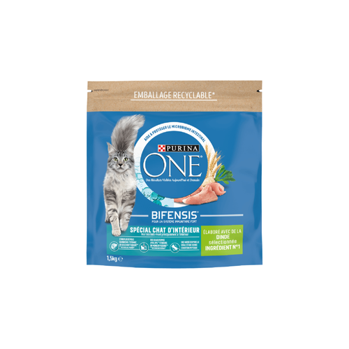 CROQUETTES CHAT PURINA® ONE® SPÉCIAL CHAT D'INTÉRIEUR DINDE - 1.5KG