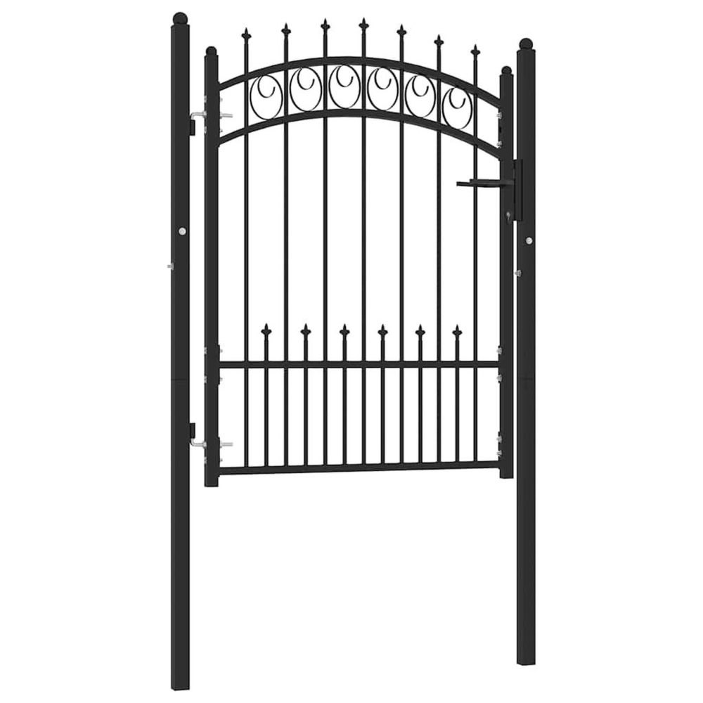 VIDAXL Portail de cloture emmen avec pointes en acier 104 x 109,5 cm noir