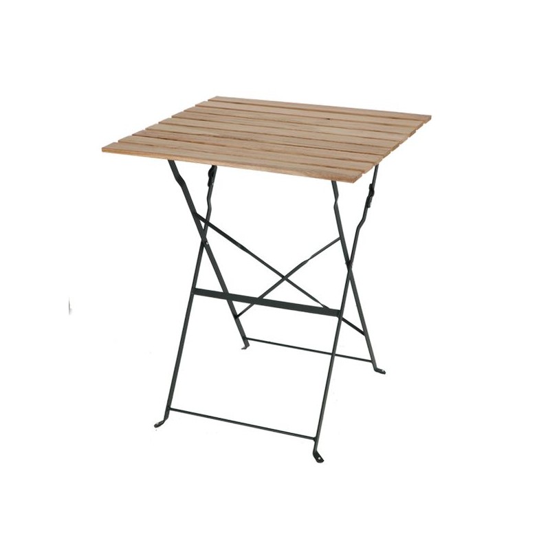 Table bistrot carrée 60x60 cm bois et métal pliable
