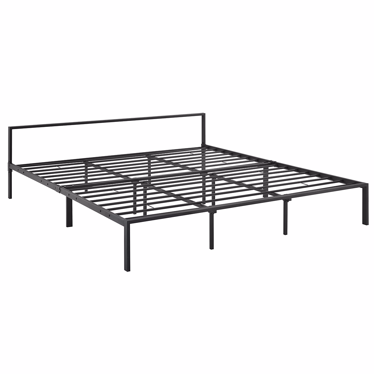 Cadre de Lit double en Métal Imatra 180 × 200 cm Noir Mat en.casa