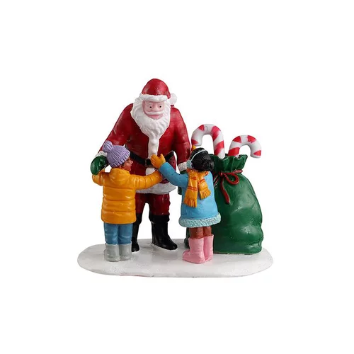 Jardin équipement：Scène pour village de Noël Lemax Le père Noël reçoit un câlin