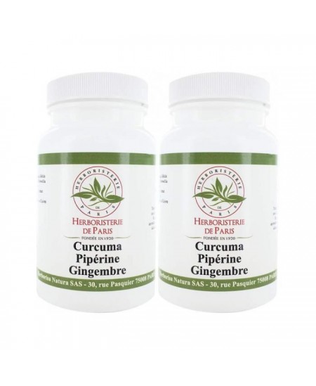 Herboristerie de Paris - Curcuma Pipérine Gingembre - 2 boîtes de 90 gélules 6 mois de cure