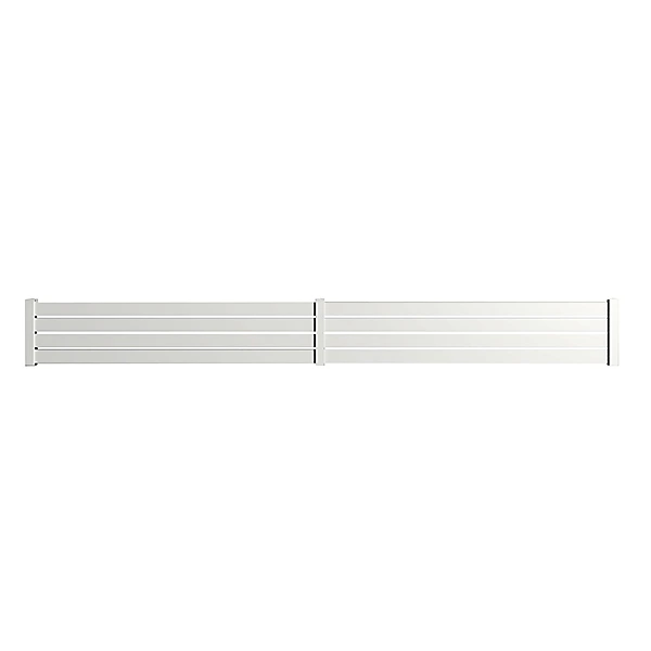 Clôture alu 4 lames modèle ajouré en kit – 2 éléments dim. L4154 mm (poteaux compris) x H455 mm Blanc RAL 9010