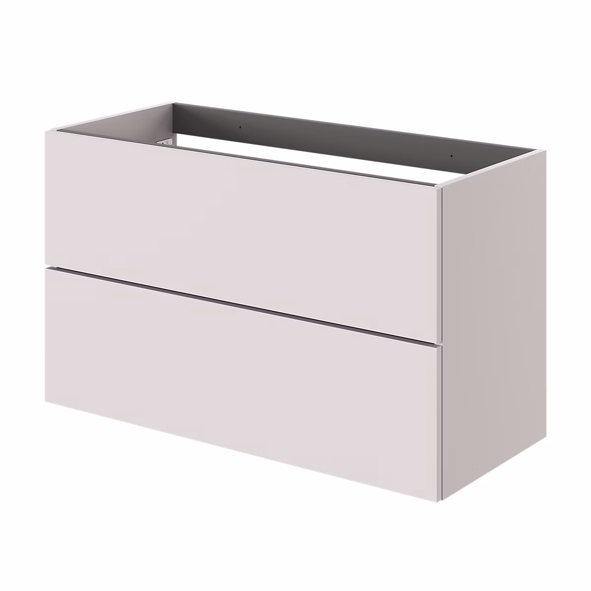 Meuble sous vasque l.100 x H.60 x P.45 cm – beige cachemire, 2 tiroirs sans poignées, Kentia