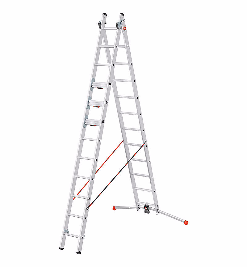Echelle transformable 2 plans 2x12 échelons 5 – 6m/6, 6m en Aluminium Hailo S 110 Pro