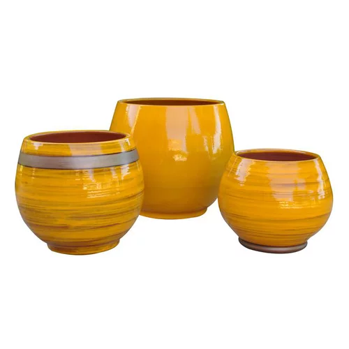 Jardin à adopter：Pot coloris jaune en terre émaillée Bahia - Ø 35 cm
