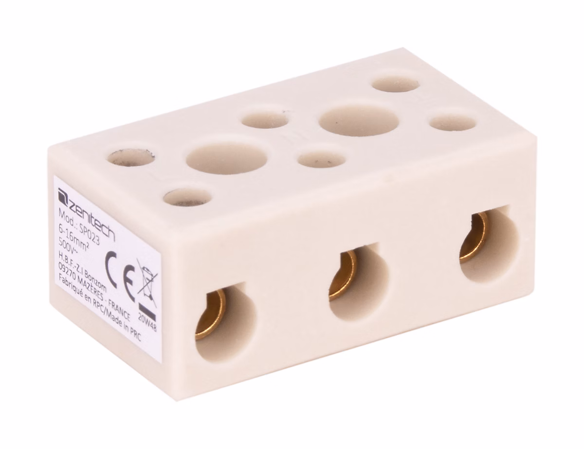 Borne stéatite tripolaire 6 à 16mm² – Zenitech