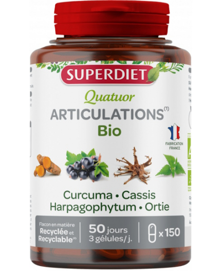 Super Diet - Quatuor curcuma harpagophythum cassis ortie Bio - 150 gélules