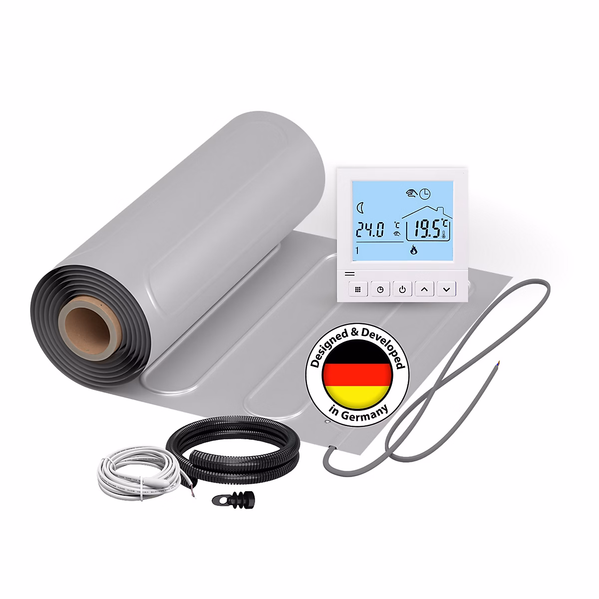 Chauffage au sol électrique WARMON ALU 150 W/m² + TS 50 Thermostat digital blanc – 1 m²