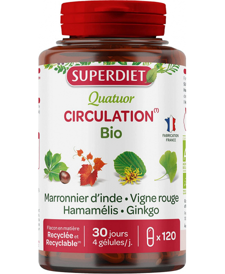 Super Diet - Quatuor Circulation Marronnier Vigne Rouge Hamamélis Ginkgo - 120 gélules