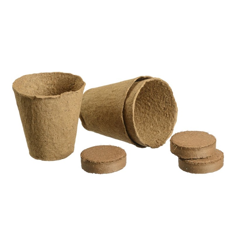 Pots biodégradables en fibres de bois - Lot de 3 pour semis