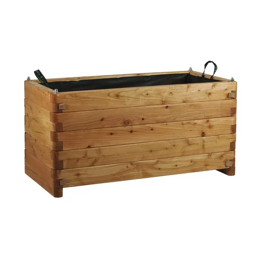 Idée utile:Bac rectangulaire en bois de Mélèze huilé Robin Hood Renata - 100 x 50 x 50 cm