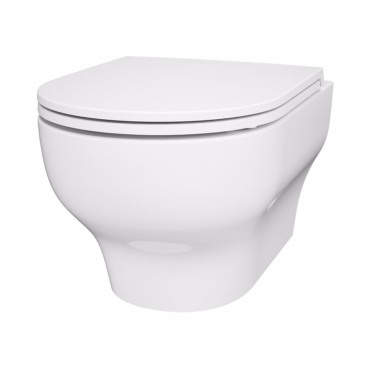 Cuvette WC suspendue sans bride avec abattant déclipsable et frein de chute – sortie horizontale, blanc, effet Vortex, GoodHome Cavally