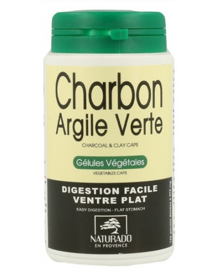Naturado Charbon Argile verte Digestion facile Ventre plat 120 gélules