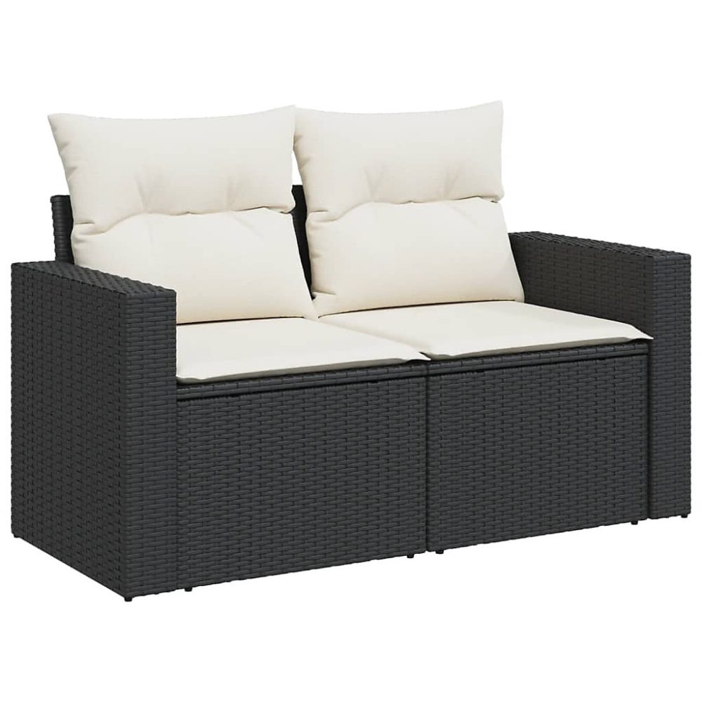 Canapé de jardin avec coussins 2 places noir résine tressée vidaXL – Réf. YCQZJDKEU0499817779