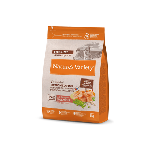 CROQUETTES CHAT NATURE'S VARIETY® NO GRAIN STERILIZED SAUMON NORVÉGIEN - 3KG