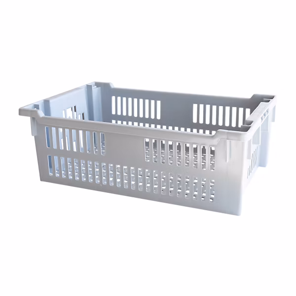 Caisse ajourée empilable emboîtable 600 × 400 × 200 mm – 30 L, gris