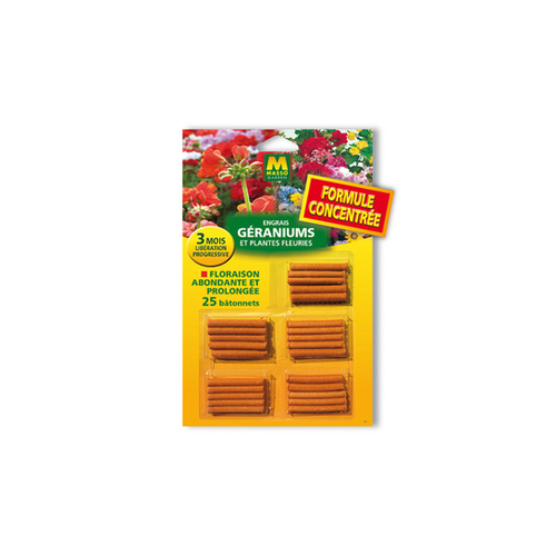 ENGRAIS BÂTONNETS GÉRANIUMS ET PLANTES FLEURIES MASSO® - X25