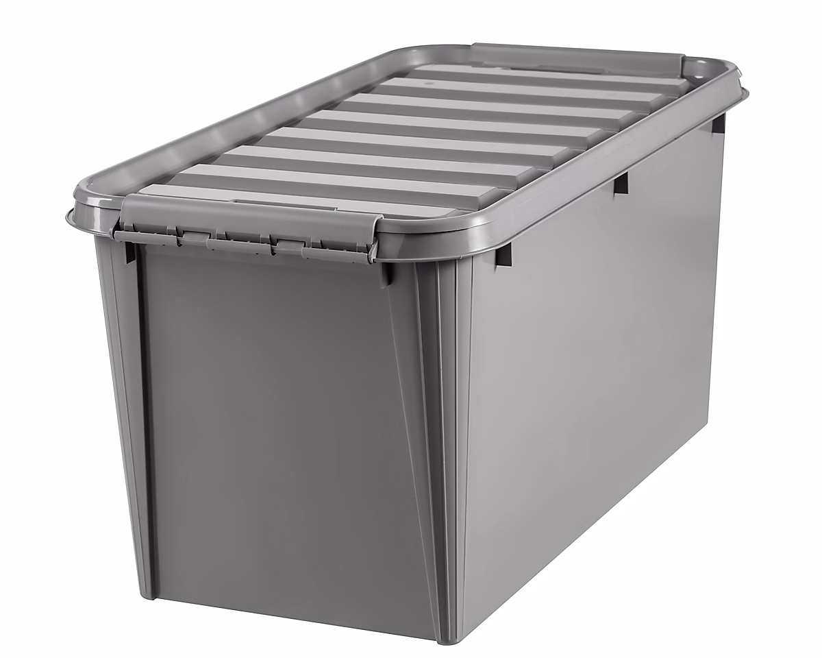 Boîte de rangement plastique avec couvercle Recycler Smartstore 70 L coloris gris | Boîte de rangement