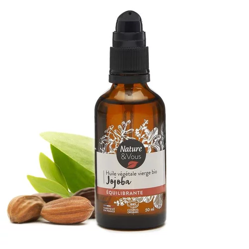 Déco jardin：Huile végétale bio Jojoba Nature & Vous certifiée COSMOS ORGANIC par Cosmécert selon le référentiel COSMOS - 50 ml