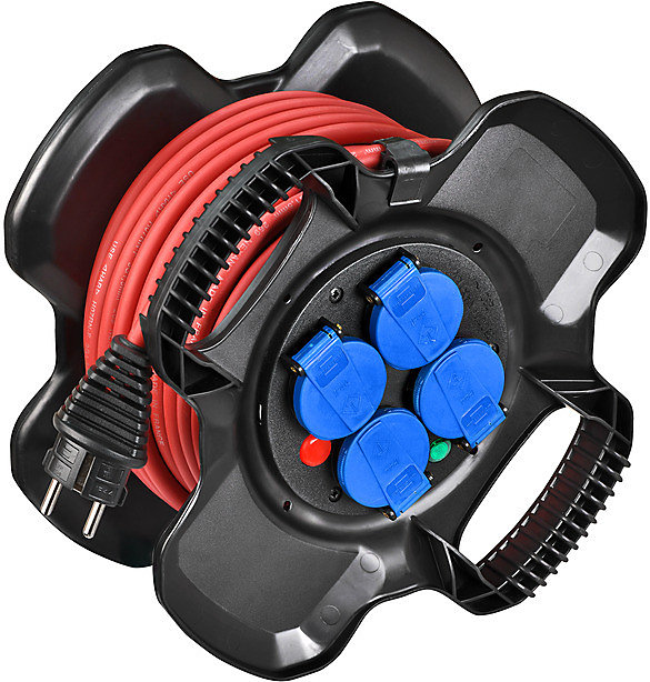 Enrouleur électrique compact XGUM 4 prises 15 m H07RN-F 3G1 – 5, enrouleur avec disjoncteur thermique