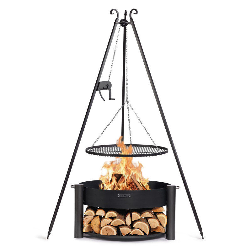 Brasero barbecue sur trépied MONTANA 80 cm - grille 70 cm réglable