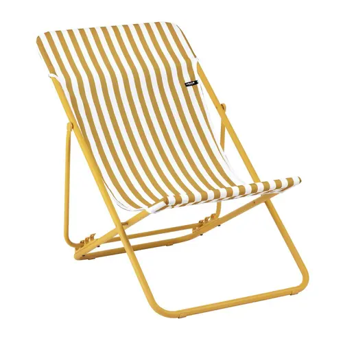 Conçu pour le jardin：Maxi transat colorblock rayure miel Lafuma coloris jaune en polyester - 62 x 83 x 91 cm