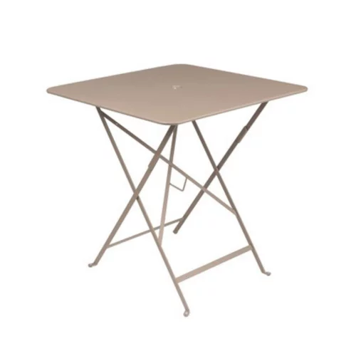 Extérieur essentiel：Table pliante en métal BISTRO couleur muscade L71xl71xh74