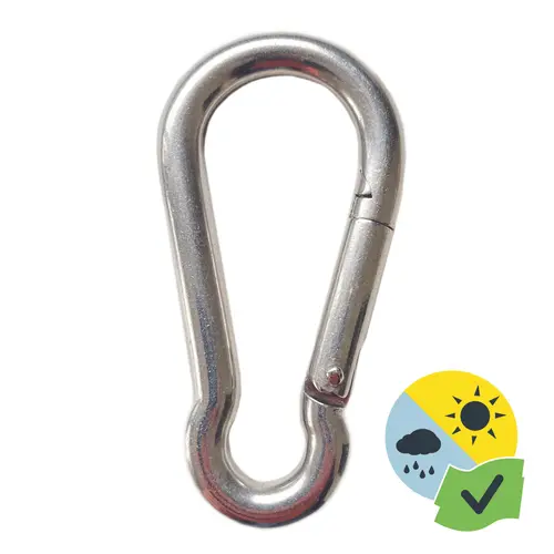 Mieux dehors：Mousqueton pour hamac ou voile d'ombrage coloris gris en inox Gard&Rock - Ø 8 cm