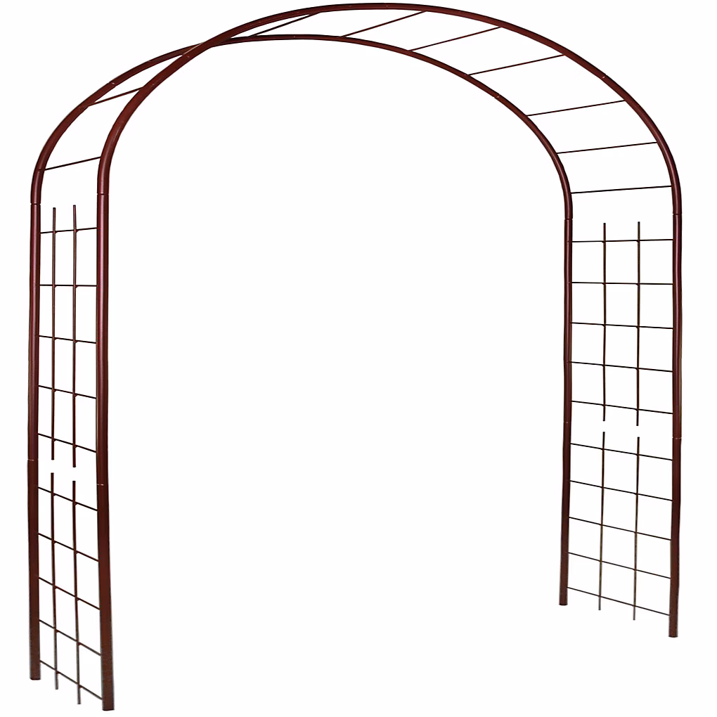 Arche de jardin en tube rond 20 mm avec treillage 130 × 40 × 250 cm acier fer vieilli