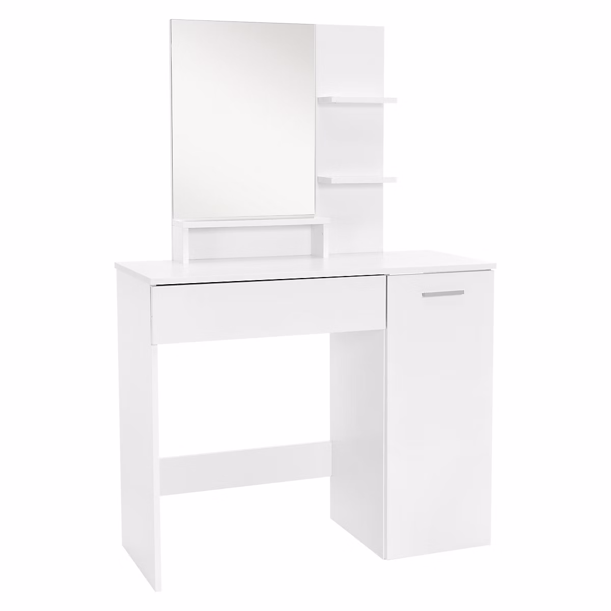 Coiffeuse moderne avec miroir + tabouret de maquillage en MDF blanc 90 × 38 × 138 cm