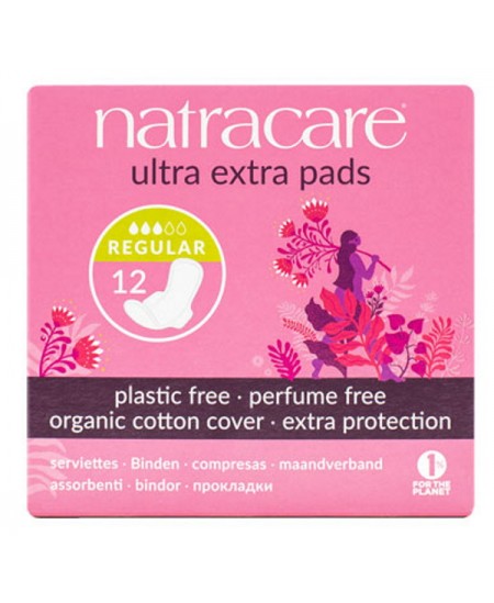 Natracare - 12 Serviettes normales ultra extra à ailettes