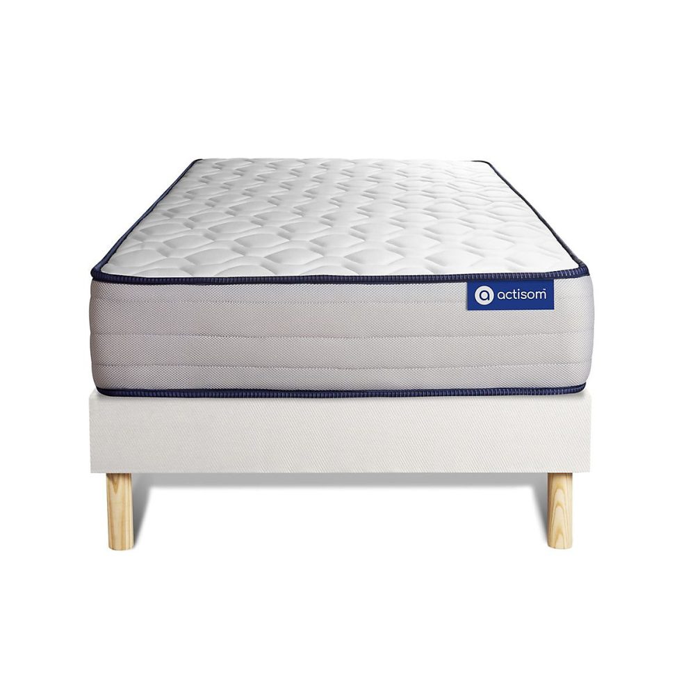 Ensemble – Matelas Hybride 22cm d'épaisseur, 5 zones de confort, Confort ferme, Sommier tapissier en kit