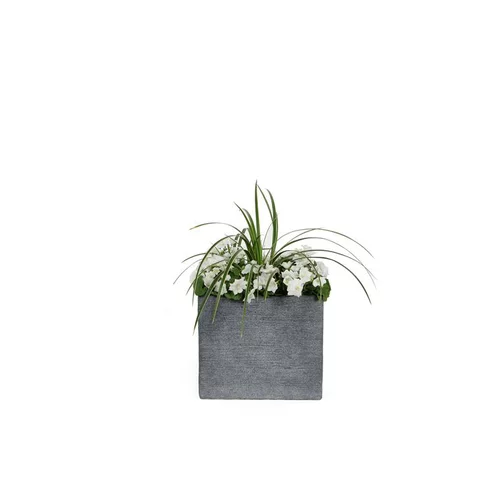 Univers extérieur：Pot carré bas Stream S/4 anthracite H.27 cm