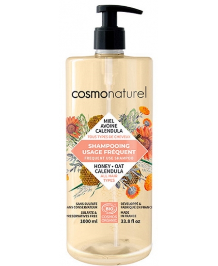 Cosmo Naturel Shampoing usage fréquent Miel Calendula Avoine 1 Litre