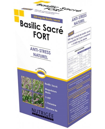 Nutrigee - Basilic Sacré fort Anti stress naturel 30 comprimés - 50 gr