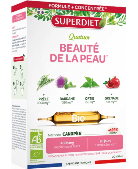 Super Diet - Quatuor Beauté de la peau Bio - 20 ampoules de 10 ml
