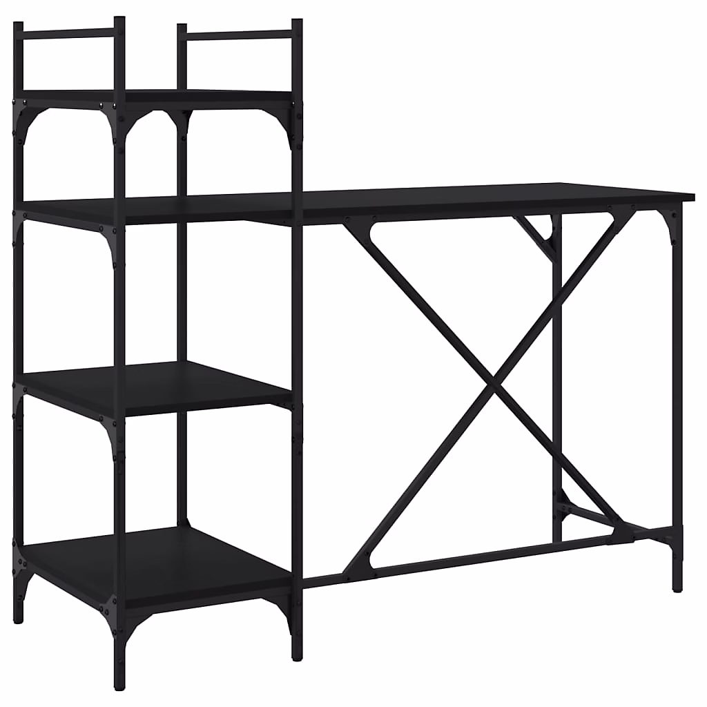 Bureau d'ordinateur avec étagères noir 120 × 47 × 109 cm vidaXL