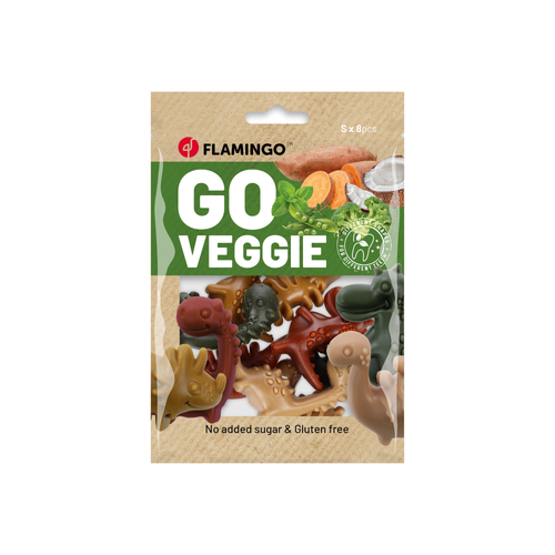 FRIANDISE POUR CHIEN 'GO VEGGIE' FLAMINGO® - VEGGIE DINO MIX - X8 - 120G