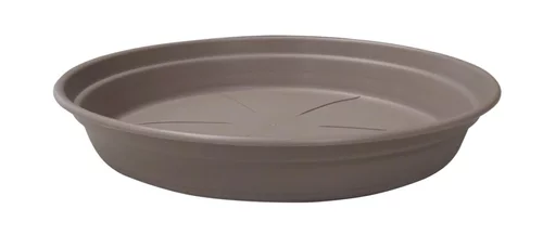 Conçu pour vos extérieurs：Soucoupe ronde en plastique recyclé taupe Cocoripot - Ø 15 cm