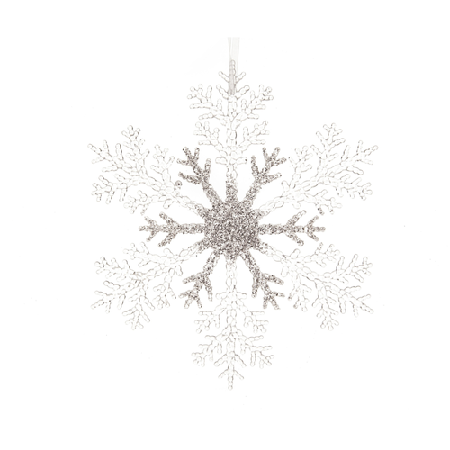 SUSPENSION FLOCON DE NEIGE TRANSPARENT & ARGENT - ∅21CM