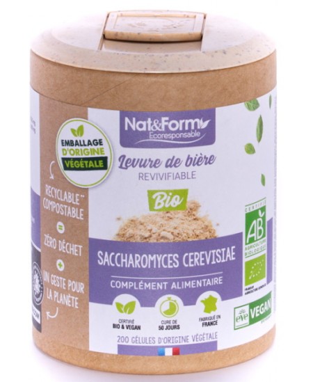 Nat & Form Levure de bière revivifiable Bio 200 gélules