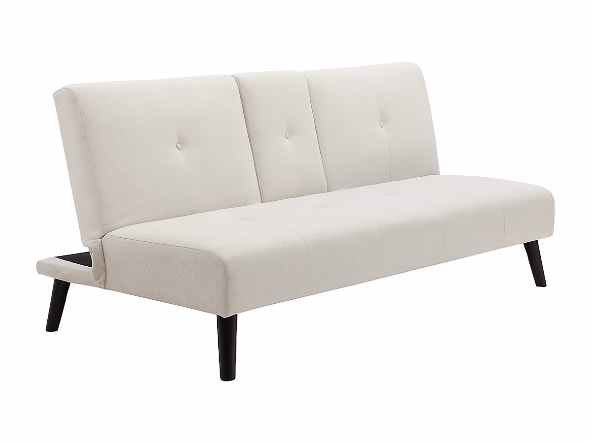 Canapé 3 places clic – clac en tissu beige avec tablette CLOSIPA