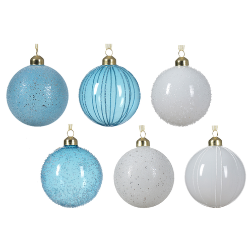BOULE EN VERRE AVEC PERLES ET PAILLETTES - ∅8CM