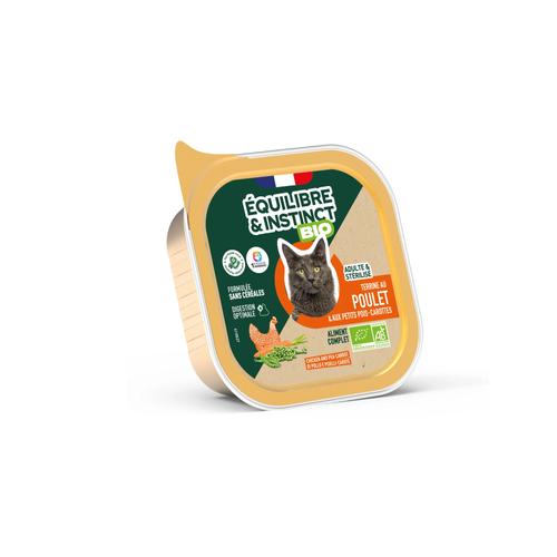 TERRINE POUR CHAT ADULTE & STÉRILISÉ ÉQUILIBRE & INSTINCT® BIO - POULET - 85G