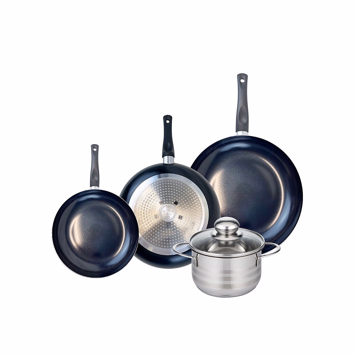 Ensemble de 3 Poêles de cuisson 20 – 24 et 28 cm et 1 faitout 16 cm Elo Prima Brillant