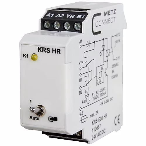 Commutateur de seuil 24 V AC/DC – 1 inverseur, montage sur rail DIN, gris, Metz