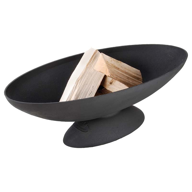 Vasque à feu ovale en fonte - chaleur et style au jardin