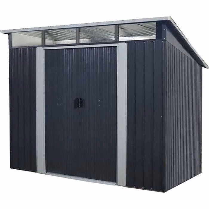 Abri de jardin en métal 4 – 61 m², 238,4 × 193,2 × 202,6 cm, Kit d'ancrage inclus, Gris
